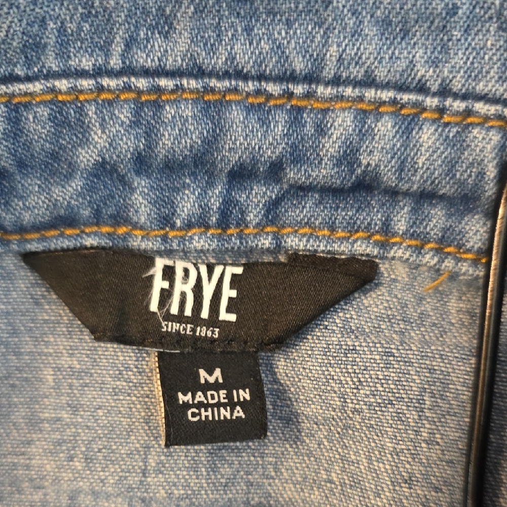 Frye Denim Shirt Dress Medium Button Front Long Sleeve Jean Dress - Picture 9 of 14